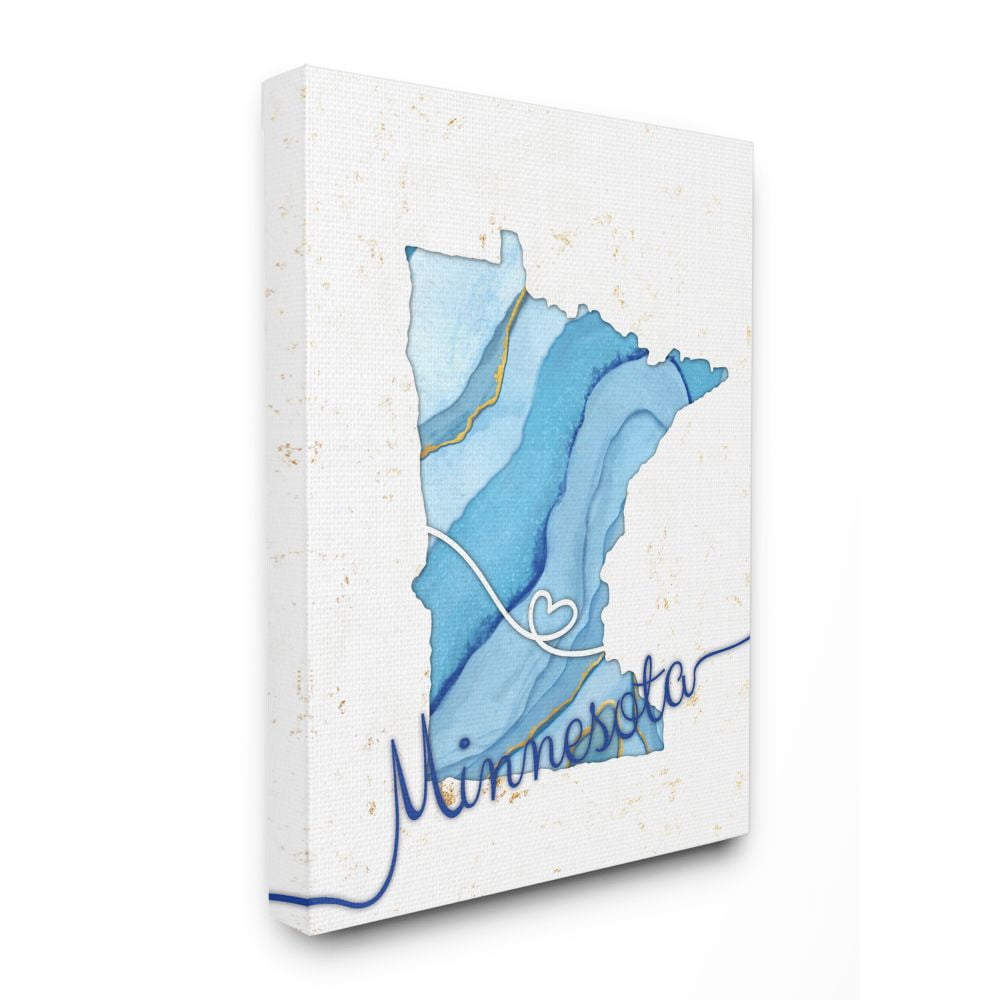 Stupell Industries Minnesota Agate Blue US State Design Canvas Wall Art by Ziwei Li