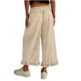 thumbnail image 5 of FNFYFH Cropped Jeans for Women Ruffle Hem Jean Pants Denim Wide Leg Capri Pants with Pockets, 5 of 7