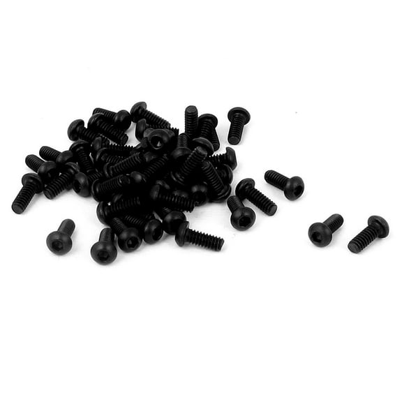 M2x5mm 10.9 Alloy Steel Button Head Hex Socket Cap Screw Bolt Black 50pcs