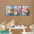 thumbnail image 4 of Three-Piece Frameless Floral Oil Painting Set, Room Decorative Vintage Home Art Mural Nostalgic Wall Paintings, 4 of 4