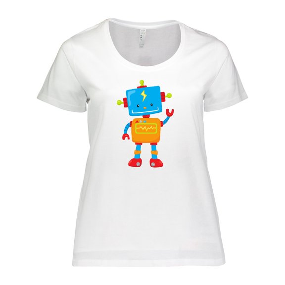 Inktastic Cute Robot, Colorful Robot, Funny Robot, Robotics Women's Plus Size T-Shirt