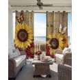 thumbnail image 6 of Sunflower Brown Wooden Blackout Curtains for Bedroom Living Room Darkening Curtains 54 Inch Long Vintage Flowers Butterfly Short Curtain for Small Window Treatment Insulated Grommet Drapes 42"x54"x2, 6 of 9