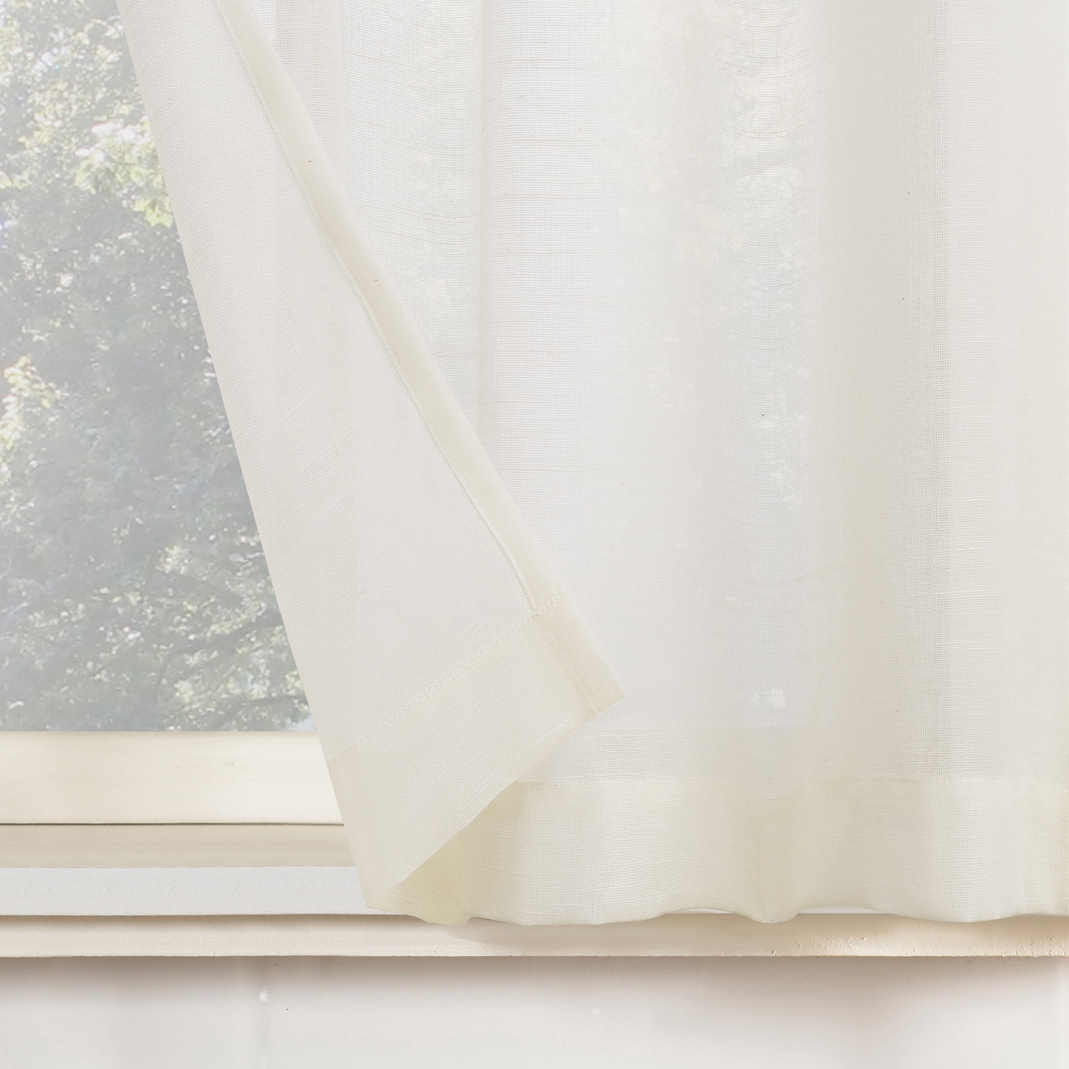 Archaeo 2-Pack Slub Textured Linen Blend Cafe Curtain Pair, 56"W X 24"L, Ivory