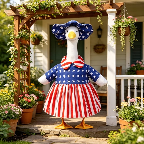 Sruoe USA Porch Goose Outfits, 23" Porch Goose Clothes for Lawn Yard and Patio Decoration, Lawn Goose Clothing for Cement Goose Lawn Goose Outfit, Garden Goose Costume