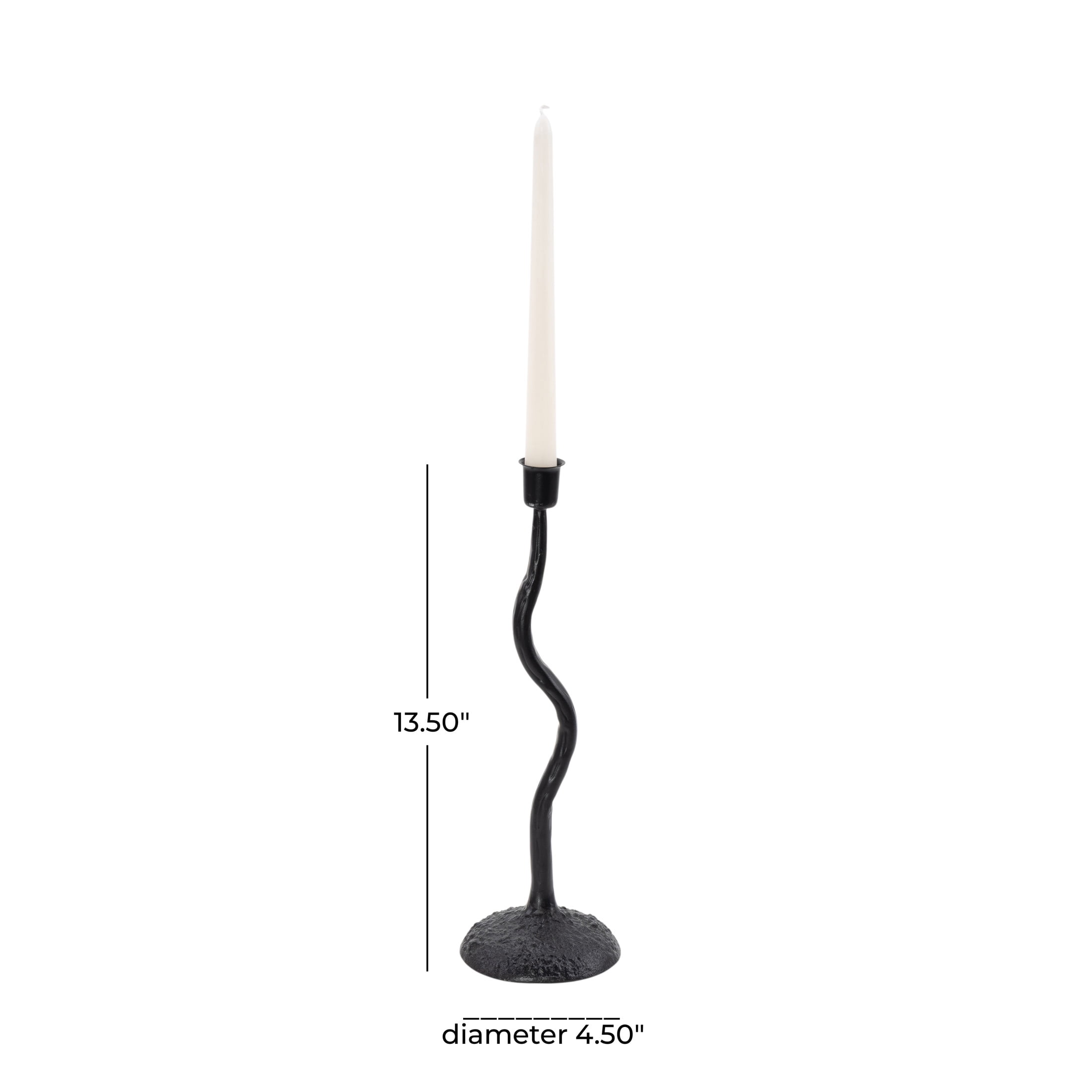 DecMode Black Metal Candle Holder with Round Base