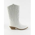 thumbnail image 3 of Soda Reno White/Beige Pu Western Cowboy Stitched Pointed Toe Ankle Fashion Boots (White/Beige Pu, 7.5), 3 of 6