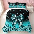 thumbnail image 2 of Erosebridal Leopard Bow Print Quilt King for Girls, Cheetah Animal Spots Girly King Coverlet Set, 3pcs 1 Bedspread and 2 Pillowcases, 2 of 7