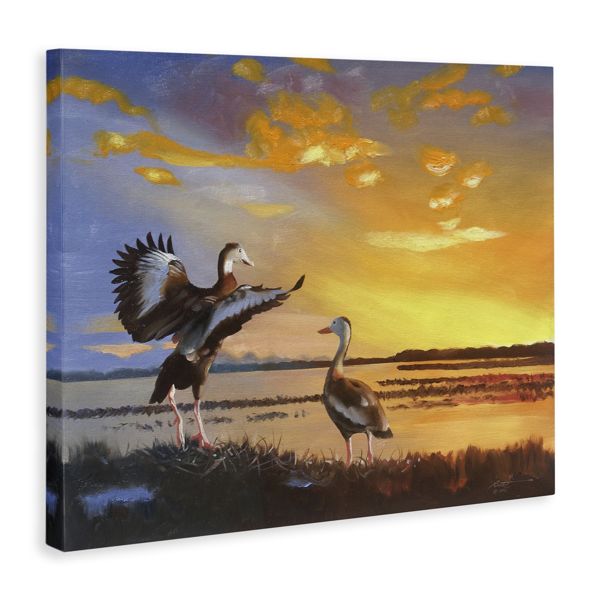 Stupell Industries Beach Birds at Sunset Animals & Insects Painting Gallery Wrapped Canvas Art Print Wall Art, 48 x 36