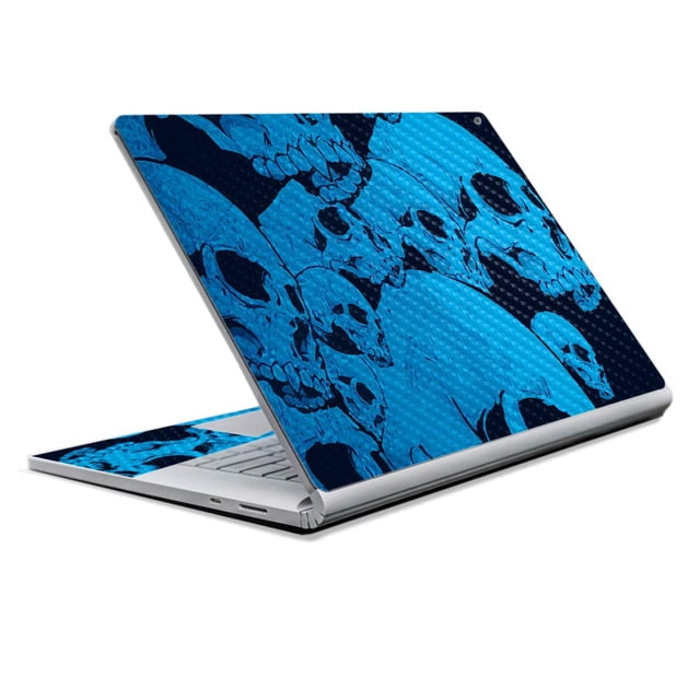 MightySkins Carbon Fiber Skin for Microsoft Surface Book 2 13" (2017) - Blue Skulls,Protective, Durable Textured Carbon Fiber Finish,Easy to Apply, Remove, and Change Styles,