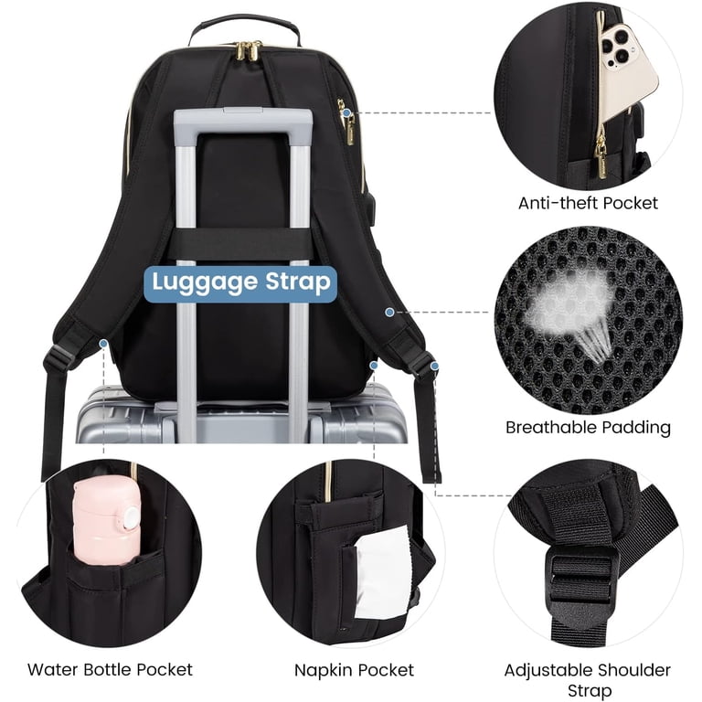 LOVEVOOK 15.6 inch Laptop Backpack for Women, Quilted Travel  display picture 1