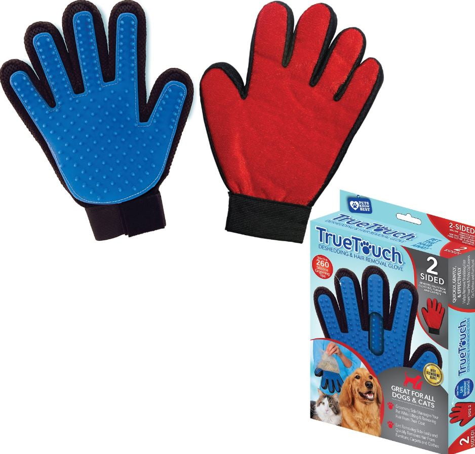 Red & Dark Gray VIccoo Dog Long&Short Hair Remove and Bath Mitt Glove Brush Sponge Massaging Tool