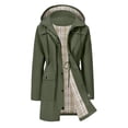 thumbnail image 3 of HappyYEE Women's Rain Coat with Drawstring Waist Plaid Lined Hooded Windbreaker Lightweight Waterproof Rain Jacket with Pockets M, 3 of 9