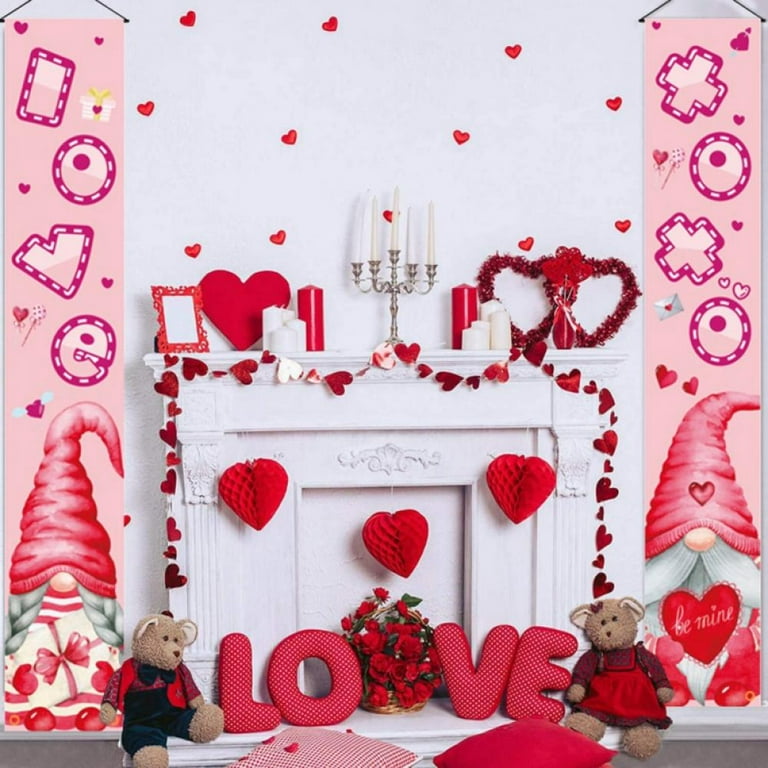 Valentines Day Decorations Happy Valentine's Day Porch Signs Banners  Holiday Love Suppliers for Home Front Door Outdoor Wall Hanging Decor Yard  Indoor Party Wedding Lawn Garden Decoration 