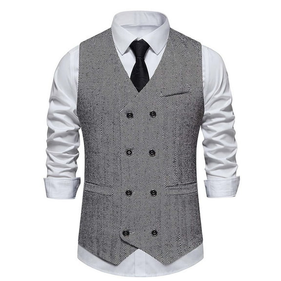 IROINNID Mens Suit Vest Formal Single Breasted Sleeveless Classic Waistcoat Button Dress Suit Vest,White
