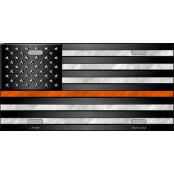 American Flag Thin Orange Line Novelty License Plate