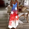 thumbnail image 2 of Rciityk Plus Size 4th of July Maxi Dress for Women - V Neck Spaghetti Strap Patriotic USA Flag Print Sleeveless Ankle Length Casual Dress, Size S-5XL, 2 of 8