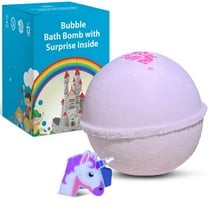 Bath Bomb for Kids with Surprise Unicorn Ring Inside Handmade in USA Natural Safe for Sensitive Skin by Relaxcation