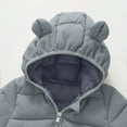thumbnail image 3 of ATOGUTA Toddler Coats for Girls Light Puffer Padded Jacket Bear Hoods Infant Outerwear Gray, Size 12M-5T, 3 of 5