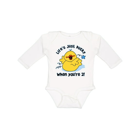 Inktastic Life's Ducky 2nd Birthday Boys or Girls Long Sleeve Baby Bodysuit
