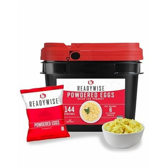 ReadyWise Long Term Meal - Powdered Eggs Bucket, 144 Servings, Emergency Food for Hiking & Camping, 25 Year Shelf Life