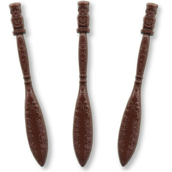 Royer 6 Inch Brown Tiki Swizzle Sticks, Set of 24 - Made In USA