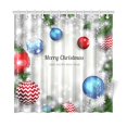 thumbnail image 1 of Cortina de Ducha ABPHQTO Bolas de Navidad y Feliz Año Nuevo Tela Impermeable 160x180 cm, 1 of 2