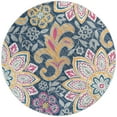thumbnail image 3 of Transitional Area Rug (5'3'' Round) Floral Pink, Navy Indoor Round Easy to Clean, 3 of 5