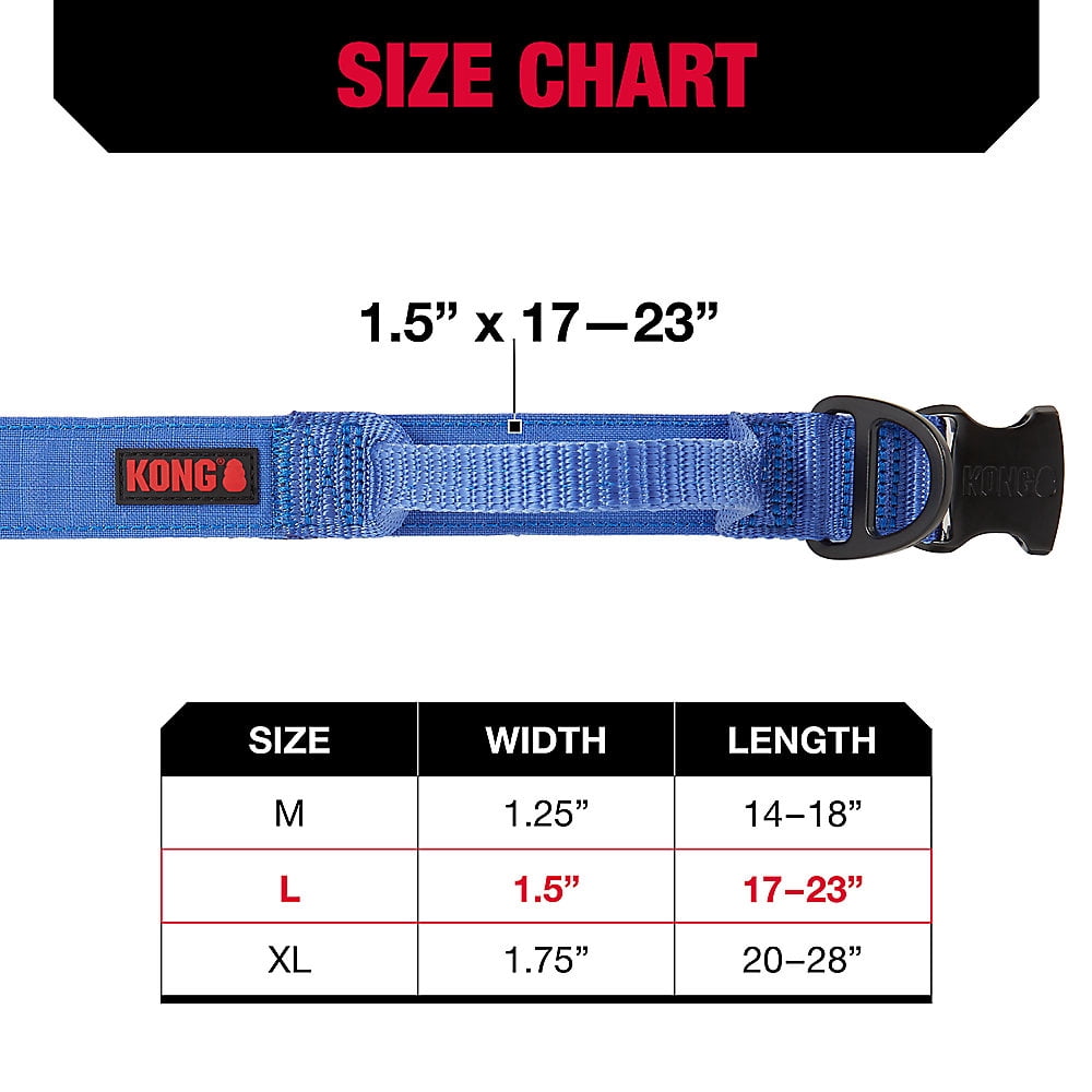 KONG Ultra Durable Padded Comfort Handle Dog Collar ( Blue) M