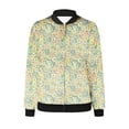thumbnail image 4 of Ftwytp Jackets for Women Casual Long Sleeve Lightweight Bomber Jacket Classic Vintage Coat Full Zip Up Ribbed Collar Outwear Boho Floral Print Jackets, 4 of 5