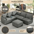 thumbnail image 4 of BedLuxury 5 Seater Reversible Modular Sectional Sofa,Convertible Sleeper Couch Bed, Upholstered Corner Sofa with a Movable Ottoman and USB Ports for Living Room, Grey, 4 of 8