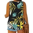 thumbnail image 4 of Womens Tops Summer Women Sleeveless Floral Printed Button Plus Size Tank Tops Loose Crew Neck Vest T Shirts Tunics Tee Plus Size Tops for Women, 4 of 6