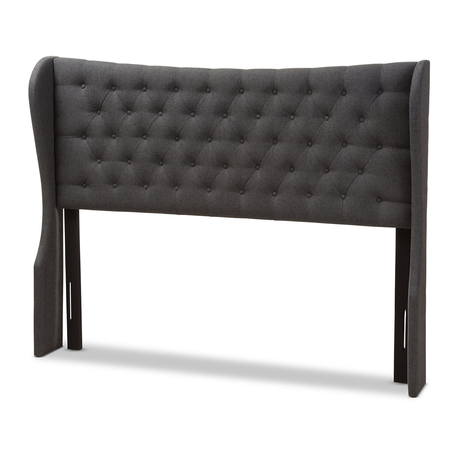 Baxton Studio Cadence Modern and Contemporary Dark Grey Fabric Button-Tufted King Size Winged Headboard,Wholesale