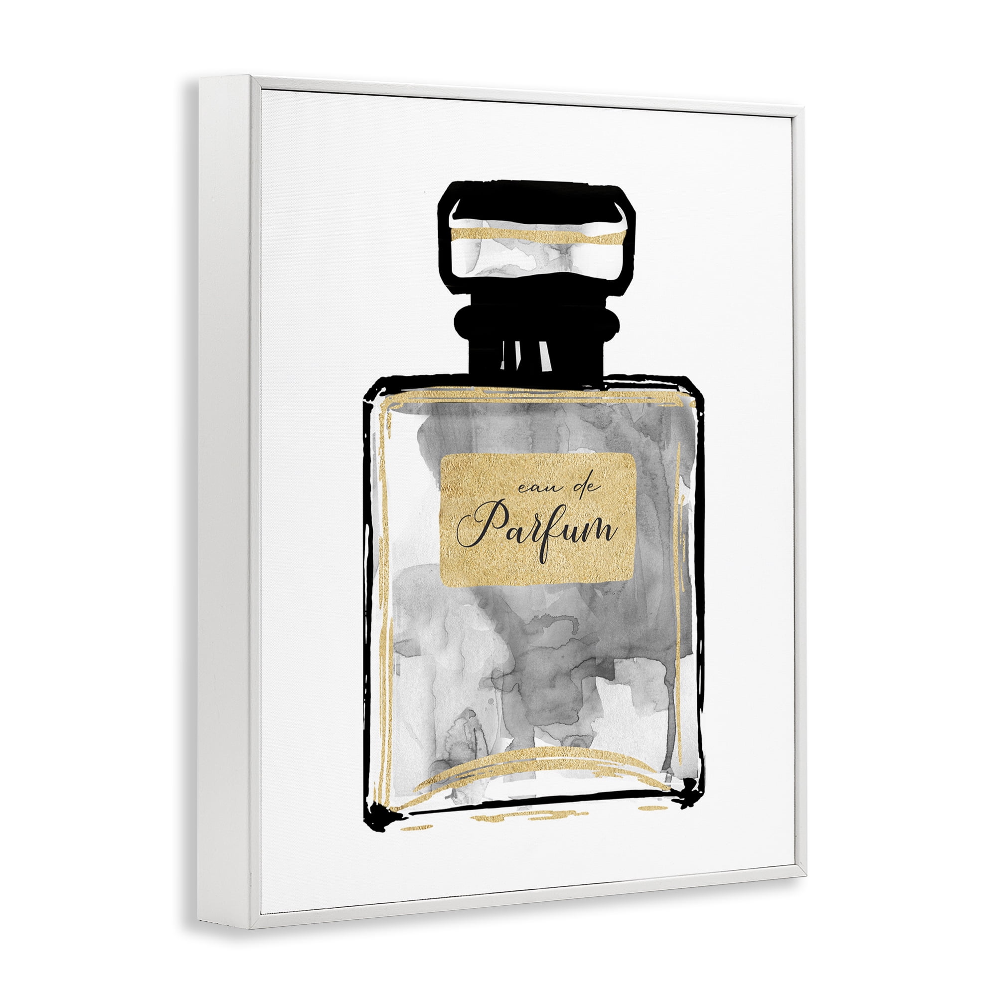 Stupell Industries Black French Perfume Beauty & Fashion Painting White Framed Art Print Wall Art, 24 x 30
