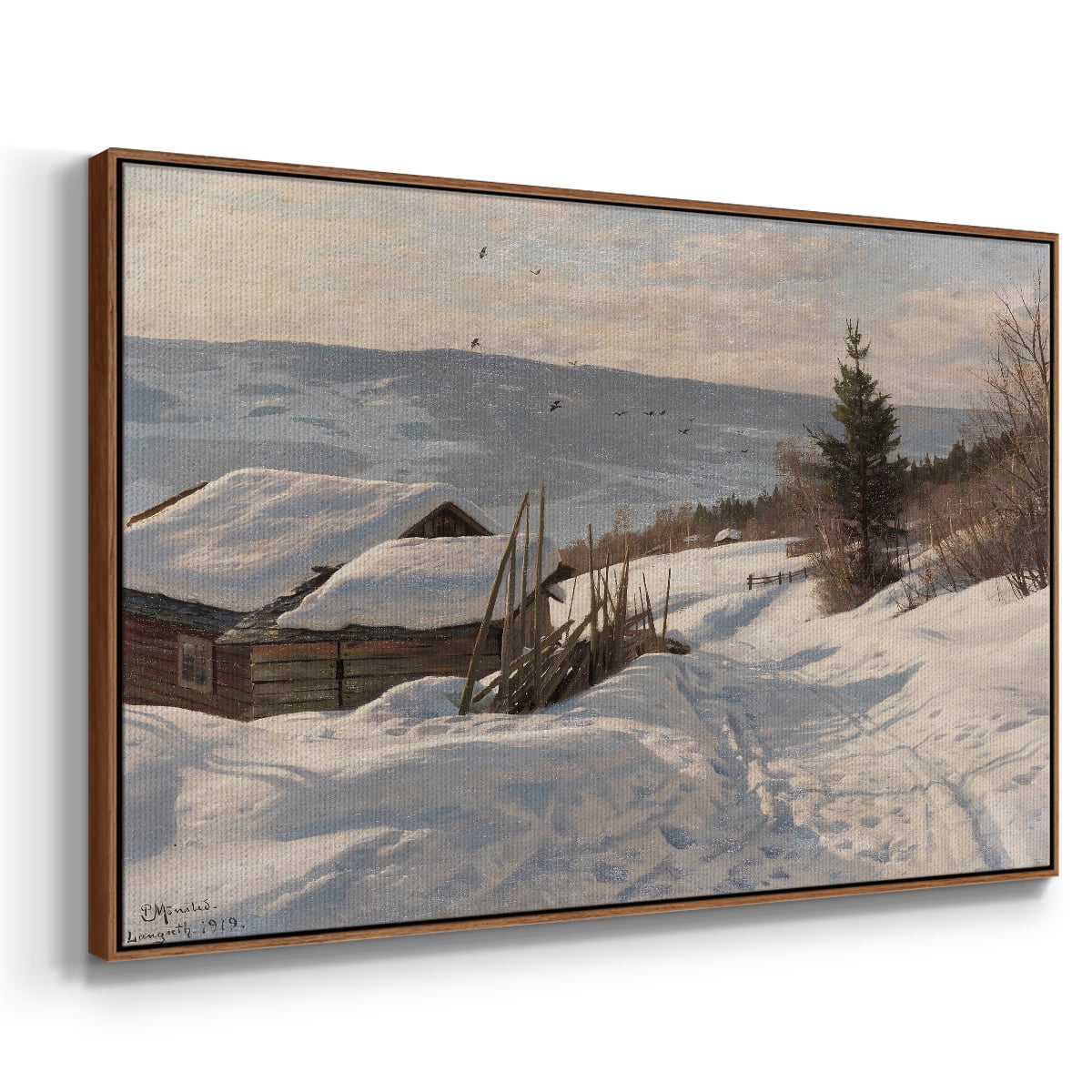 Vintage Landscape-CCCLXXXIII By Wexford Home Framed in Walnut Wood Gallery Wrapped Canvas 17 in. x 25 in.