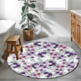 thumbnail image 3 of Round Rug 4Ft Washable Non-Slip, Purple Pink Roses Circle Area Rugs for Living Room Bedroom, Spring Floral Elegant Pastoral Botanical Indoor Floor Mats Carpet Runner for Home Decor Aesthetic, 3 of 8