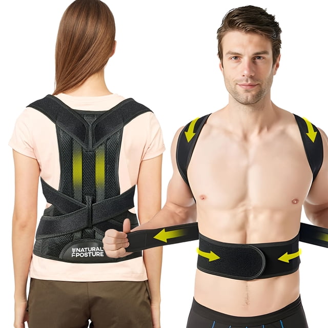 Corrector de postura natural para hombres y mujeres: soporte lumbar y enderezador de hombros. Brinda soporte y alivio para la zona lumbar. Ajustable, cómodo y fácil de usar.