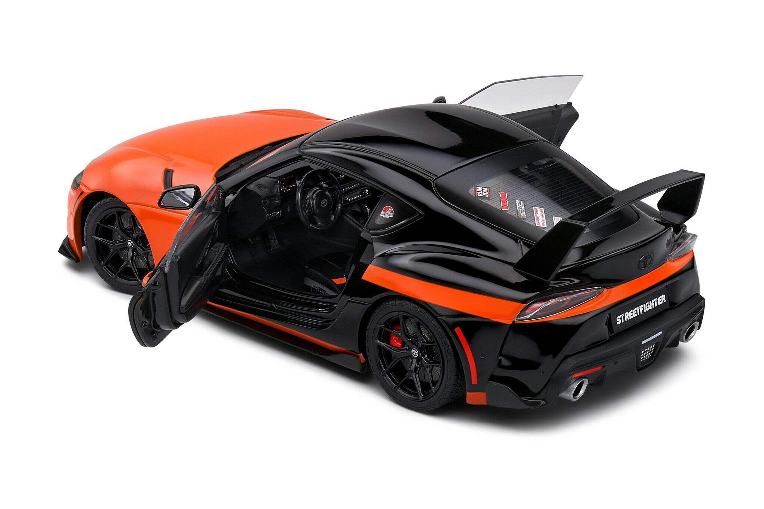 2024 Toyota GR Supra "StreetFighter" Orange and Black 1/18 Diecast Model Car by Solido