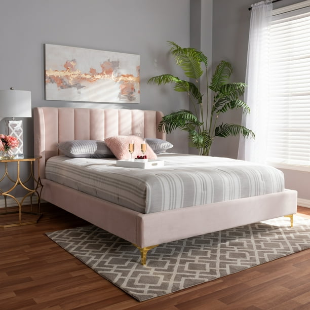 Baxton Studio Saverio Glam And Luxe, Pink Upholstered Queen Bed