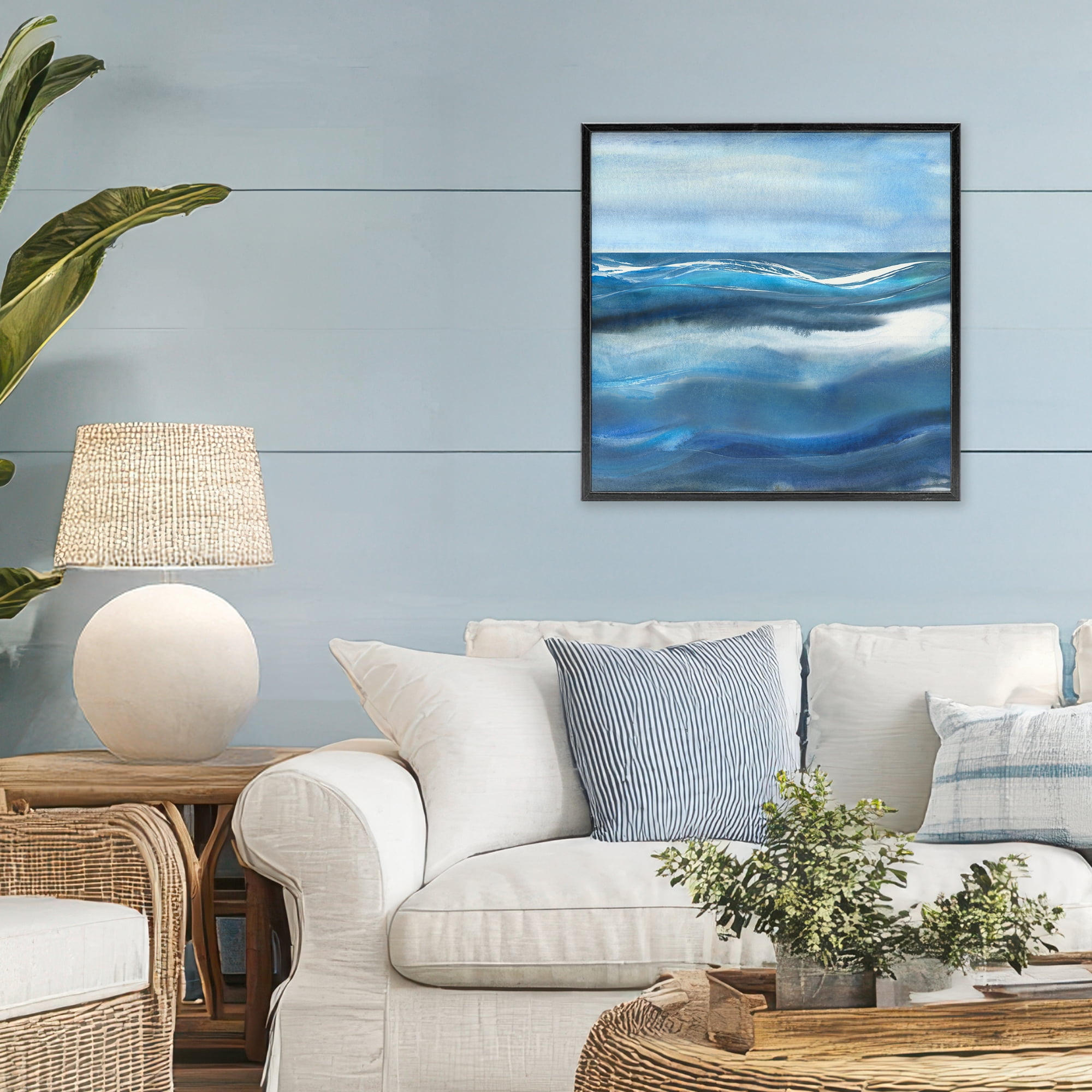 Stupell Industries Calm Expanse of Ocean Waves Black Framed Giclee Art, design by Susan Jill