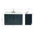thumbnail image 3 of Ariel Hepburn 55 In. Rectangle Sink Vanity With 1.5 In. Carrara White Countertop In Midnight Blue, 3 of 9