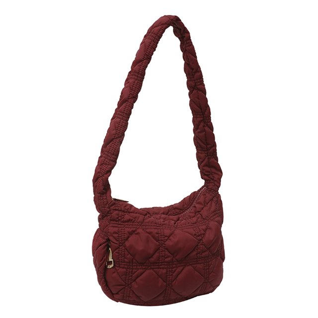 Bolso de las axilas de las mujeres Bolso de hombro plisado de la nube de la moda de nylon Bolsos (rojo vino) Likrtyny Para Estrenar