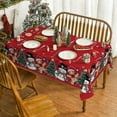 thumbnail image 2 of Christmas Tablecloth 60×120 Inch Rectangular, Gingerbread Man Tree Snowman Red Washable Table Cover for Party Picnic Dinner Decor, 2 of 6