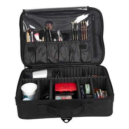 KARMAS PRODUCT Makeup Train Case 3 Layers Portable Cosmetic Organizer Toiletries Storage Bag