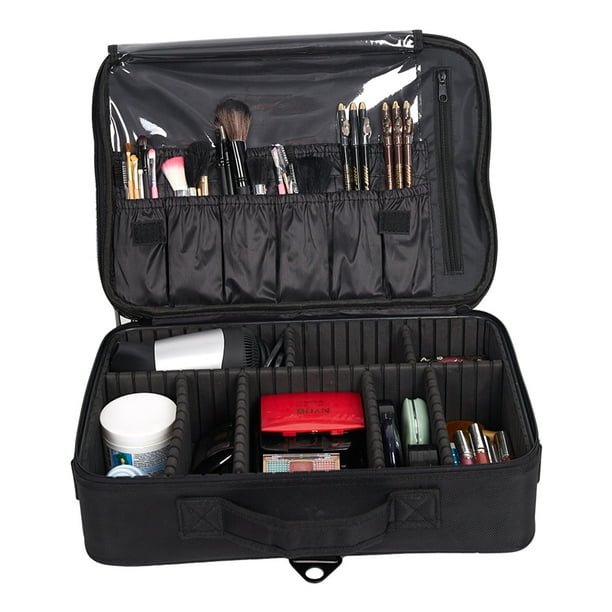 Karmas Makeup Train Case 3 Layers Portable Cosmetic Organizer Toiletries Storage Bag Backpack Com - How To Organize Your Makeup Train Case