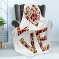 thumbnail image 4 of Valentines Day Soft Flannel Fleece Throw Blanket, Garden Fowers Romantic Love Letters Hears Image Couple Theme Print, Cozy Plush for Indoor and Outdoor Use, 50" x 60", Multicolor, by Ambesonne, 4 of 5