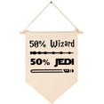 thumbnail image 1 of 50% Wizard 50% Jedi-Lona colgante bandera cartel de pared decoración regalo para bebé niños niño guardería habitación adolescente puerta delantera -Star Harry Quotes Wars Potter regalo, 1 of 7
