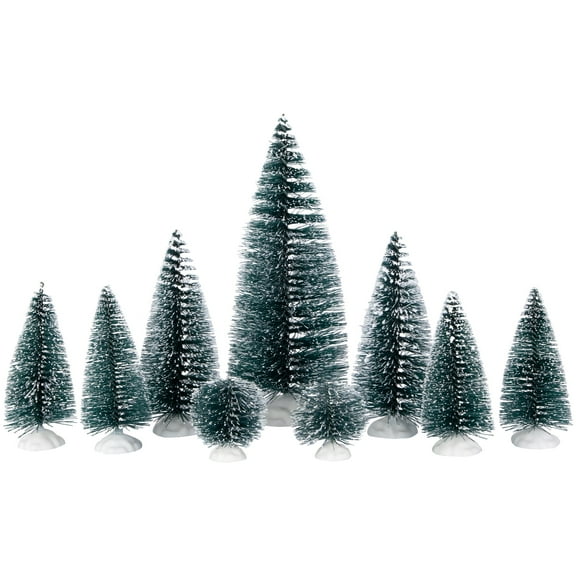 Northlight Bottle Brush Pine Christmas Village Trees - Set of 9