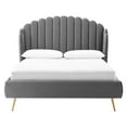 thumbnail image 5 of Modway Lana Queen Performance Velvet Wingback Platform Bed in Gray, 5 of 10