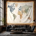 thumbnail image 6 of World Map Across Muted Continents and Curved Routes, Calming Minimalist for Travel Lovers, Geography Wall Art, Housewarming Gift, Tapestry Wall Hanging for Study Room and Den, 6 of 7