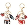 thumbnail image 1 of 2pcs Cat de gato japonés Fortune Cat Cadena de llave de llave Bolsa de anillo Decoración colgante, 1 of 6